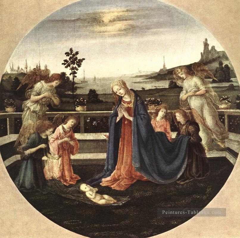 Adoration de l’Enfant 1480 Christianisme Filippino Lippi Peintures à l'huile